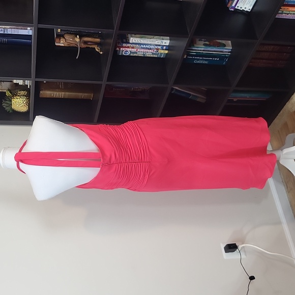 JONES NEW YORK Pink Seychelles Island Wrap Top Ruched Waist Halter Dress - Picture 9 of 12